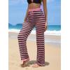 imageMakeMeChic Womens Cover Up Pants Drawstring Crochet Knitted Sheer Beach Cover Up Pants SwimwearStriped Pink
