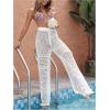imageMakeMeChic Womens Cover Up Pants Drawstring Crochet Knitted Sheer Beach Cover Up Pants SwimwearWhite
