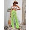 imageMakeMeChic Womens Cover Up Pants Drawstring Crochet Knitted Sheer Beach Cover Up Pants SwimwearX Green