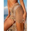 imageMakeMeChic Womens Crochet 3D Floral Cover Up Sheer Hollow Out Fringe Beach Skirt SwimwearKhaki