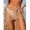 imageMakeMeChic Womens Crochet 3D Floral Cover Up Sheer Hollow Out Fringe Beach Skirt SwimwearKhaki