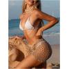 imageMakeMeChic Womens Crochet 3D Floral Cover Up Sheer Hollow Out Fringe Beach Skirt SwimwearKhaki