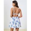 imageMakeMeChic Womens Floral Cami Dress Spaghetti Strap Backless Cut Out Ruffle Hem A Line Mini Dresses SundressBlue and White