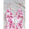 imageMakeMeChic Womens Floral Cami Dress Spaghetti Strap Backless Cut Out Ruffle Hem A Line Mini Dresses SundressPink