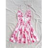 imageMakeMeChic Womens Floral Cami Dress Spaghetti Strap Backless Cut Out Ruffle Hem A Line Mini Dresses SundressPink