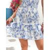 imageMakeMeChic Womens Floral Print Knot Shoulder Mini Cami Dress Frill Trim Ruffle Shirred Summer DressBlue