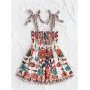 imageMakeMeChic Womens Floral Print Shirred Tie Shoulder Sleeveless A Line Short Cami DressMulticolor B