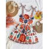 imageMakeMeChic Womens Floral Print Shirred Tie Shoulder Sleeveless A Line Short Cami DressMulticolor B