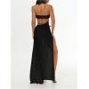 imageMakeMeChic Womens Halter Mesh Sheer Ruched Asymmetrical Swimsuit Coverup Beach DressBlack