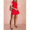 imageMakeMeChic Womens Mock Neck Mini Dress Cap Sleeve A Line Work Office DressesRed