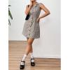 imageMakeMeChic Womens Plaid Gingham Lapel Button Down Short Dresses Sleeveless A Line Shirt Dress with PocketBrown