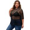 imageMakeMeChic Womens Plus Size Clothes Concert Outfits Summer Sequin Tops See Through Mesh Short Sleeve ShirtsBlack Fishnet