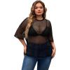 imageMakeMeChic Womens Plus Size Clothes Concert Outfits Summer Sequin Tops See Through Mesh Short Sleeve ShirtsBlack Fishnet
