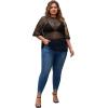 imageMakeMeChic Womens Plus Size Clothes Concert Outfits Summer Sequin Tops See Through Mesh Short Sleeve ShirtsBlack Fishnet
