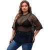 imageMakeMeChic Womens Plus Size Clothes Concert Outfits Summer Sequin Tops See Through Mesh Short Sleeve ShirtsBlack Fishnet