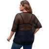 imageMakeMeChic Womens Plus Size Clothes Concert Outfits Summer Sequin Tops See Through Mesh Short Sleeve ShirtsBlack Fishnet