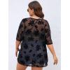 imageMakeMeChic Womens Plus Size Clothes Concert Outfits Summer Sequin Tops See Through Mesh Short Sleeve ShirtsBlack Floral