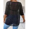 imageMakeMeChic Womens Plus Size Clothes Concert Outfits Summer Sequin Tops See Through Mesh Short Sleeve ShirtsBlack Glitter