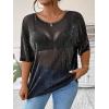 imageMakeMeChic Womens Plus Size Clothes Concert Outfits Summer Sequin Tops See Through Mesh Short Sleeve ShirtsBlack Glitter