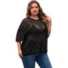 imageMakeMeChic Womens Plus Size Clothes Concert Outfits Summer Sequin Tops See Through Mesh Short Sleeve ShirtsBlack Rhinestone