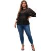 imageMakeMeChic Womens Plus Size Clothes Concert Outfits Summer Sequin Tops See Through Mesh Short Sleeve ShirtsBlack Rhinestone
