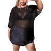imageMakeMeChic Womens Plus Size Clothes Concert Outfits Summer Sequin Tops See Through Mesh Short Sleeve ShirtsSolid Black