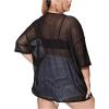 imageMakeMeChic Womens Plus Size Clothes Concert Outfits Summer Sequin Tops See Through Mesh Short Sleeve ShirtsSolid Black
