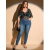 imageMakeMeChic Womens Plus Size Clothes Concert Outfits Summer Sequin Tops See Through Mesh Short Sleeve ShirtsTeal Blue