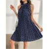 imageMakeMeChic Womens Polka Dots Halter Dress Tie Sleeveless Pleated A Line Flare Mini DressesLight Blue