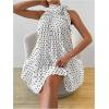 imageMakeMeChic Womens Polka Dots Halter Dress Tie Sleeveless Pleated A Line Flare Mini DressesWhite