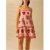 imageMakeMeChic Womens Printed Cami Dress Spaghetti Strap Tie Back Ruffle Hem Summer Mini DressesMulticolor
