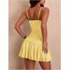 imageMakeMeChic Womens Spaghetti Strap Corset Dress Ruched Sleeveless Ruffle A Line Mini Cami DressesYellow
