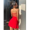 imageMakeMeChic Womens Strapless Tube Dress Cut Out Sleeveless Bodycon Y2k Mini DressesRed