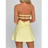 imageMakeMeChic Womens Strapless Tube Dress Cut Out Sleeveless Bodycon Y2k Mini DressesYellow
