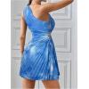 imageMakeMeChic Womens Summer Dress 2025 Tie Dye One Shoulder Mini Dress Pleated Cut Out Wedding Guest DressesBlue