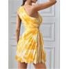 imageMakeMeChic Womens Summer Dress 2025 Tie Dye One Shoulder Mini Dress Pleated Cut Out Wedding Guest DressesYellow