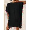 imageMakeMeChic Womens Swimsuit Cover Up Tassel Short Sleeve Bathing Suit Beach CoverupsBlack
