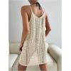 imageMakeMeChic Womens Swimsuit Crochet Swim Beach Cover Up Dress Hollow Out Sleeveless Knit Swim Dresses SwimwearApricot