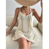 imageMakeMeChic Womens Swimsuit Crochet Swim Beach Cover Up Dress Hollow Out Sleeveless Knit Swim Dresses SwimwearApricot