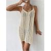 imageMakeMeChic Womens Swimsuit Crochet Swim Beach Cover Up Dress Hollow Out Sleeveless Knit Swim Dresses SwimwearApricot