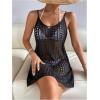 imageMakeMeChic Womens Swimsuit Crochet Swim Beach Cover Up Dress Hollow Out Sleeveless Knit Swim Dresses SwimwearBlack