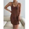 imageMakeMeChic Womens Swimsuit Crochet Swim Beach Cover Up Dress Hollow Out Sleeveless Knit Swim Dresses SwimwearCoffee Brown