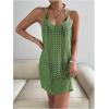 imageMakeMeChic Womens Swimsuit Crochet Swim Beach Cover Up Dress Hollow Out Sleeveless Knit Swim Dresses SwimwearGreen