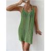 imageMakeMeChic Womens Swimsuit Crochet Swim Beach Cover Up Dress Hollow Out Sleeveless Knit Swim Dresses SwimwearGreen