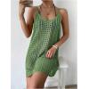 imageMakeMeChic Womens Swimsuit Crochet Swim Beach Cover Up Dress Hollow Out Sleeveless Knit Swim Dresses SwimwearGreen