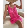 imageMakeMeChic Womens Swimsuit Crochet Swim Beach Cover Up Dress Hollow Out Sleeveless Knit Swim Dresses SwimwearHot Pink