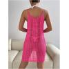 imageMakeMeChic Womens Swimsuit Crochet Swim Beach Cover Up Dress Hollow Out Sleeveless Knit Swim Dresses SwimwearHot Pink