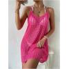 imageMakeMeChic Womens Swimsuit Crochet Swim Beach Cover Up Dress Hollow Out Sleeveless Knit Swim Dresses SwimwearHot Pink