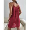 imageMakeMeChic Womens Swimsuit Crochet Swim Beach Cover Up Dress Hollow Out Sleeveless Knit Swim Dresses SwimwearRed