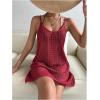 imageMakeMeChic Womens Swimsuit Crochet Swim Beach Cover Up Dress Hollow Out Sleeveless Knit Swim Dresses SwimwearRed